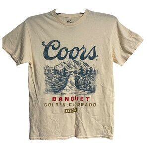 Coors Banquet T-Shirt Medium White Vintage Style Logo Graphic Tee